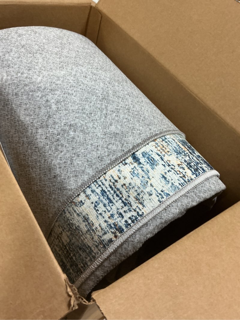 Condition photo showing Good Condition for Area Rug Living Room Rugs - 5x7 Abstract Large Soft Indoor Washable Rug Neutral Modern Low Pile Carpet for Bedroom Dining Room Farmhouse Home Office - Beige Blue Beige Blue 5' x 7' (Rectangular)