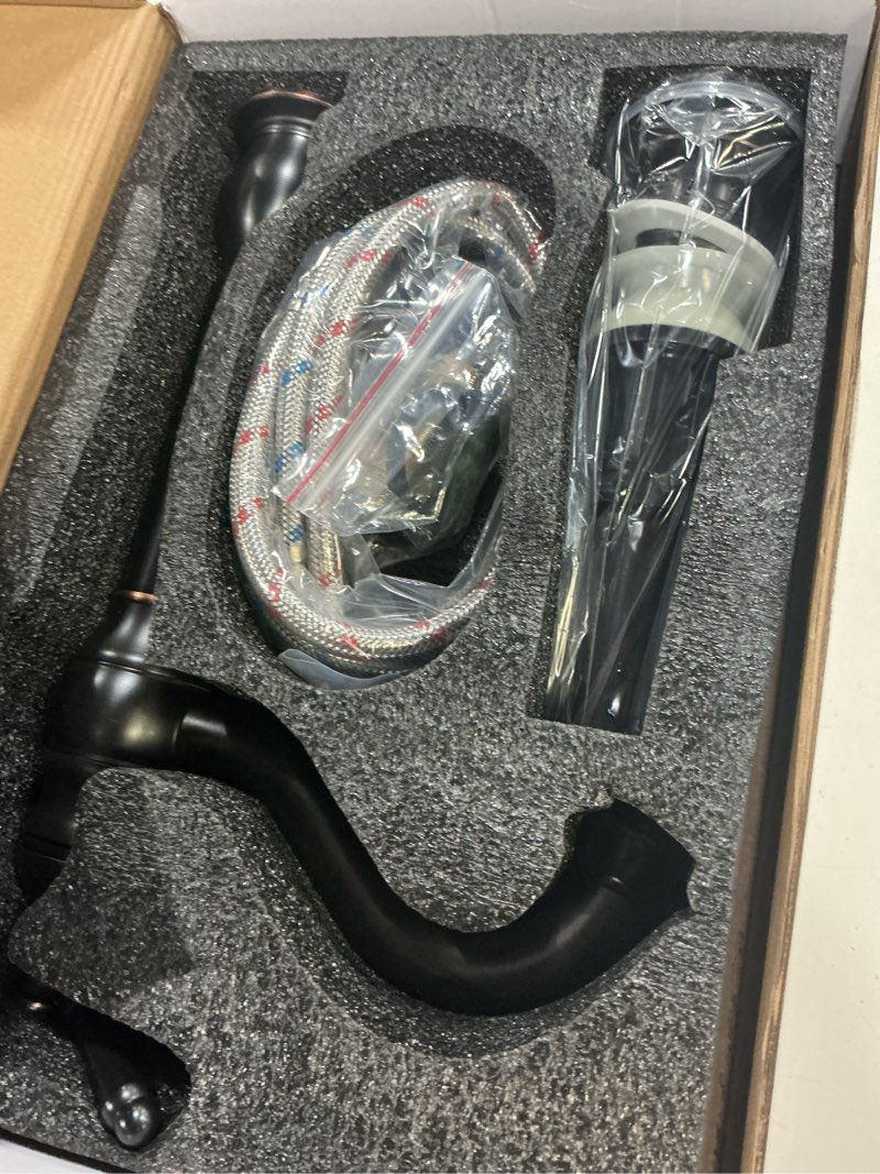 Condition photo showing Good Condition for 360° swivel single handle one hole bathroom vessel sink faucet matching pop up drain without overflow oil rubbed bronze vessel oil rubbed bronze