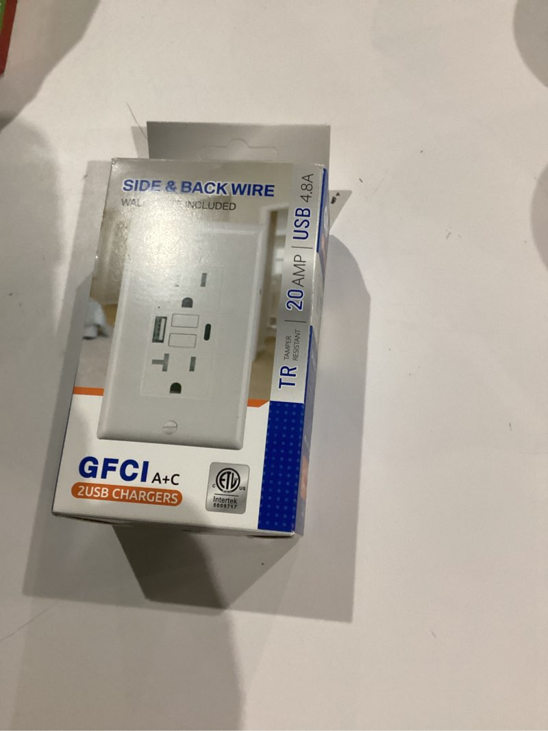Condition photo showing Good Condition for 20 Amp Self-Test GFCI Outlet Combination with USB Type A and Type-C, Tamper Resistant Thinner Duplex Outlet, in-Wall, USB Charger for Smartphones, Tablets and Smart Home Appliance, Black Black 20 Amp