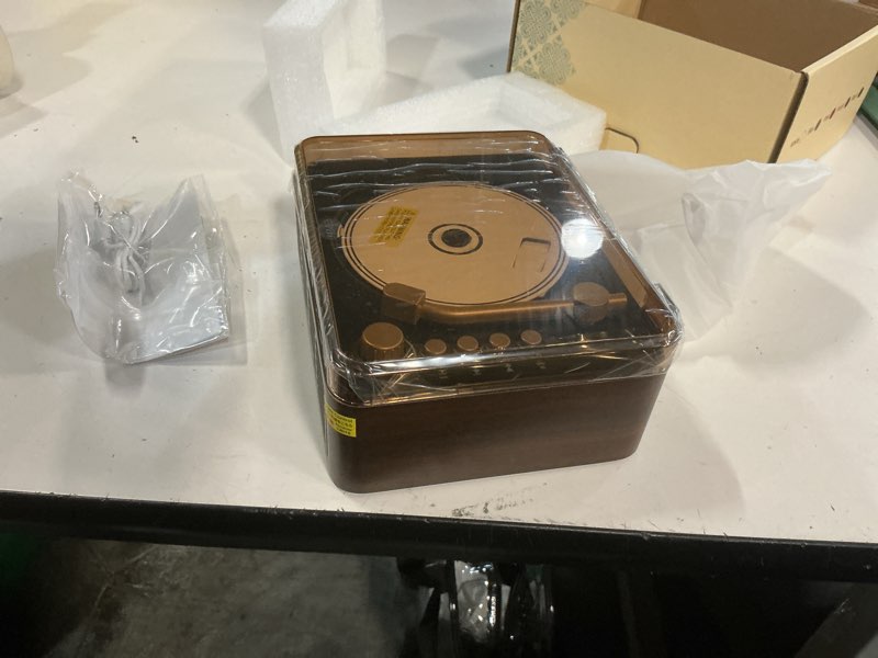 Condition photo showing New/Like New for cd player with speakers bluetooth nostalgic retro portable cd players for home wood music player fm radio for homewired and remote control-walnut brown walnut-brown
