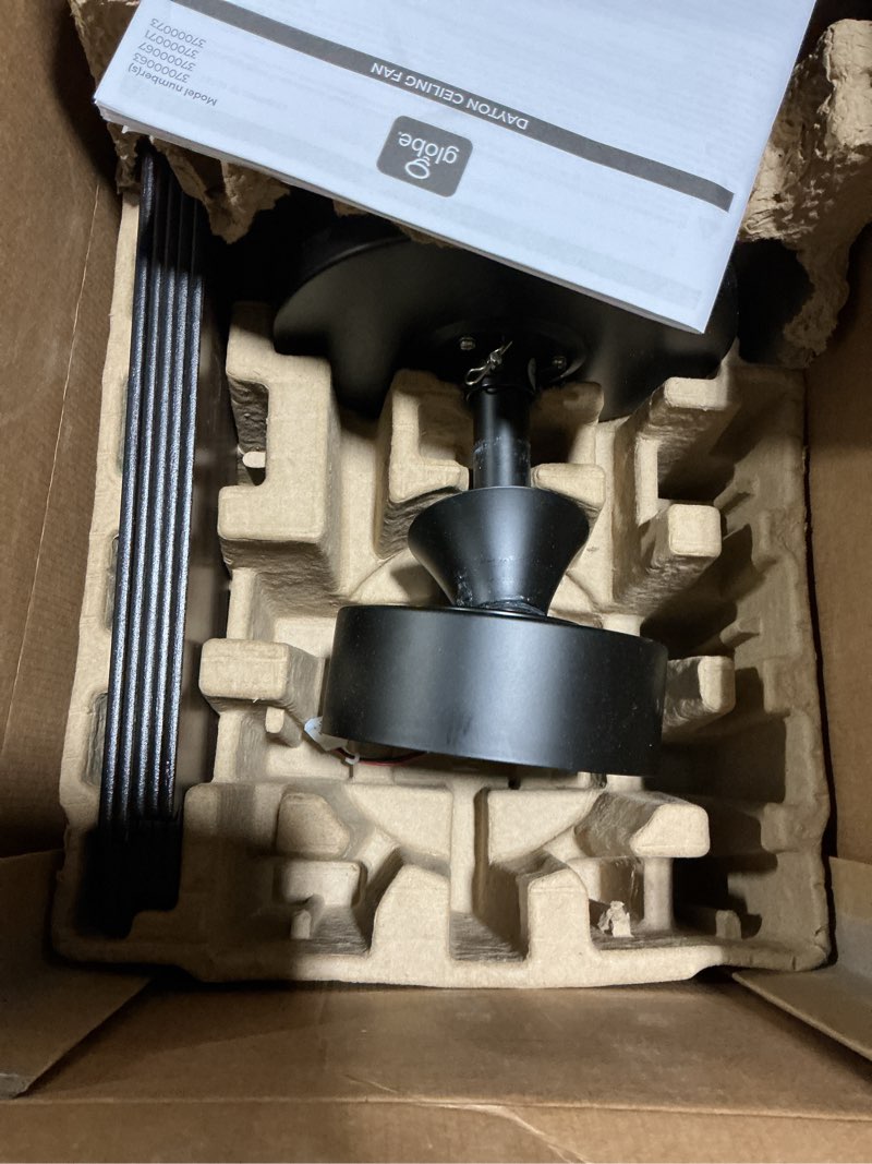 Condition photo showing As Is for globe electric dayton 52-in black with matte black blades color-changing indoor/outdoor smart ceiling fan with light and remote (5-blade)
