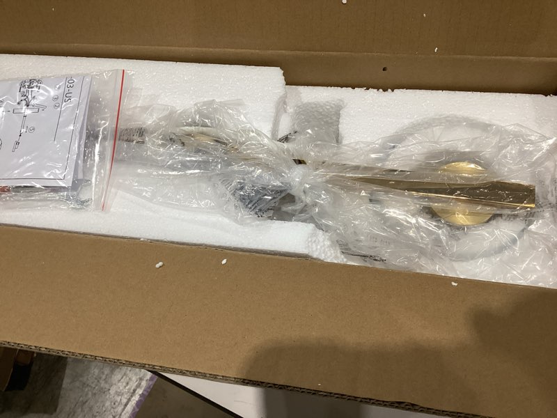 Condition photo showing Good Condition for woshitu bathroom vanity light fixtures: 23.3 inch modern brushed gold bathroom light fixtures over mirror with clear glass shade, 3-light bathroom lights above mirror brushed gold 3-light