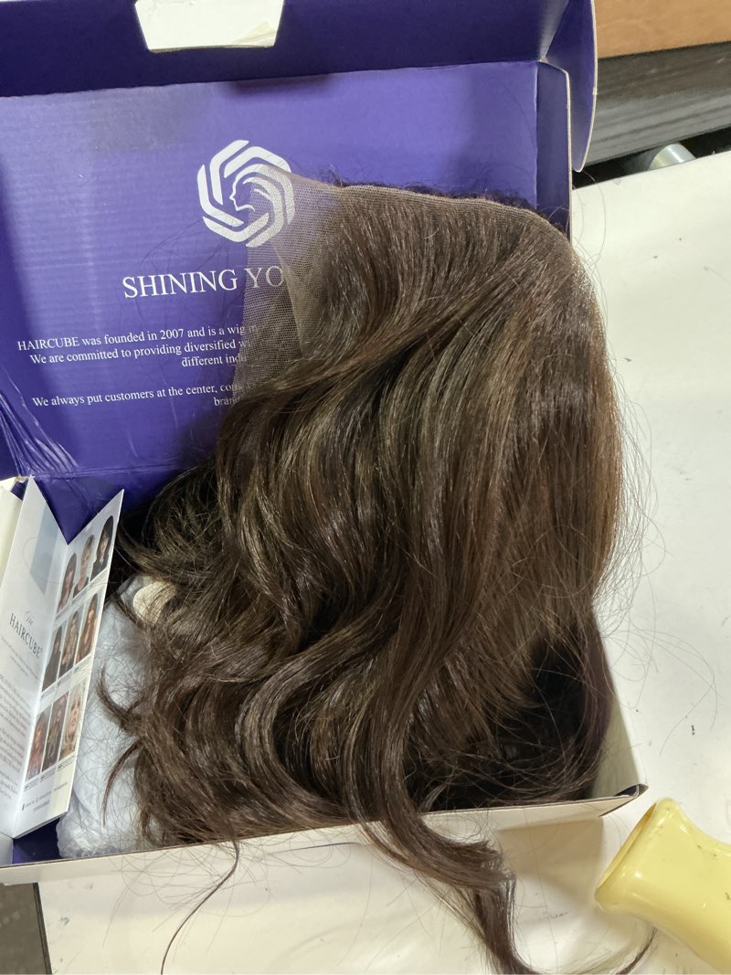 Condition photo showing Good Condition for haircube 13x6 hd lace front wig for women, 16-inch heat resistant synthetic wavy hair, shoulder length glueless lace wigs for daily, party&date (brown)