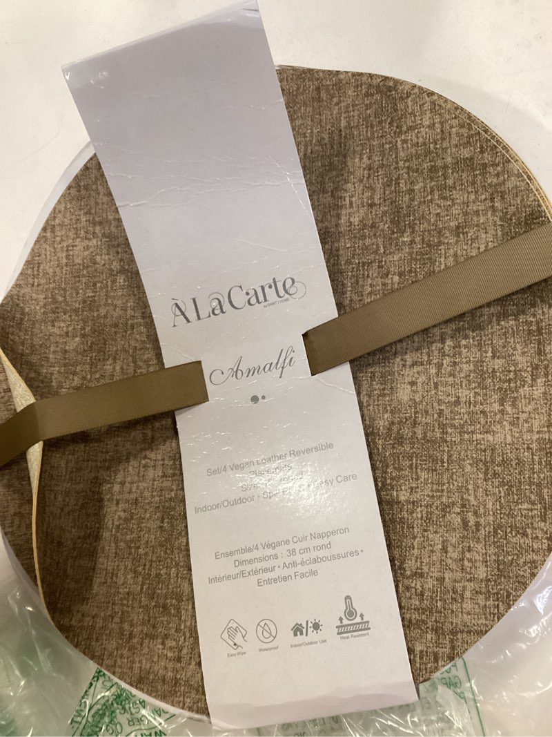 Condition photo showing Good Condition for Burlap Inspired Round Placemats - 11 3/4 Inch Diameter Circle Rustic Burlap Inspired and Rustic Wedding Table Decor (Set of 4) 