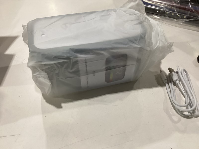 Condition photo showing New/Like New for bluetooth speaker with wireless charging, alarm clock radio for bedrooms 6 in 1 dimmable digital clock with fm radio white noise charging station rgb led night light for iphone samsung
