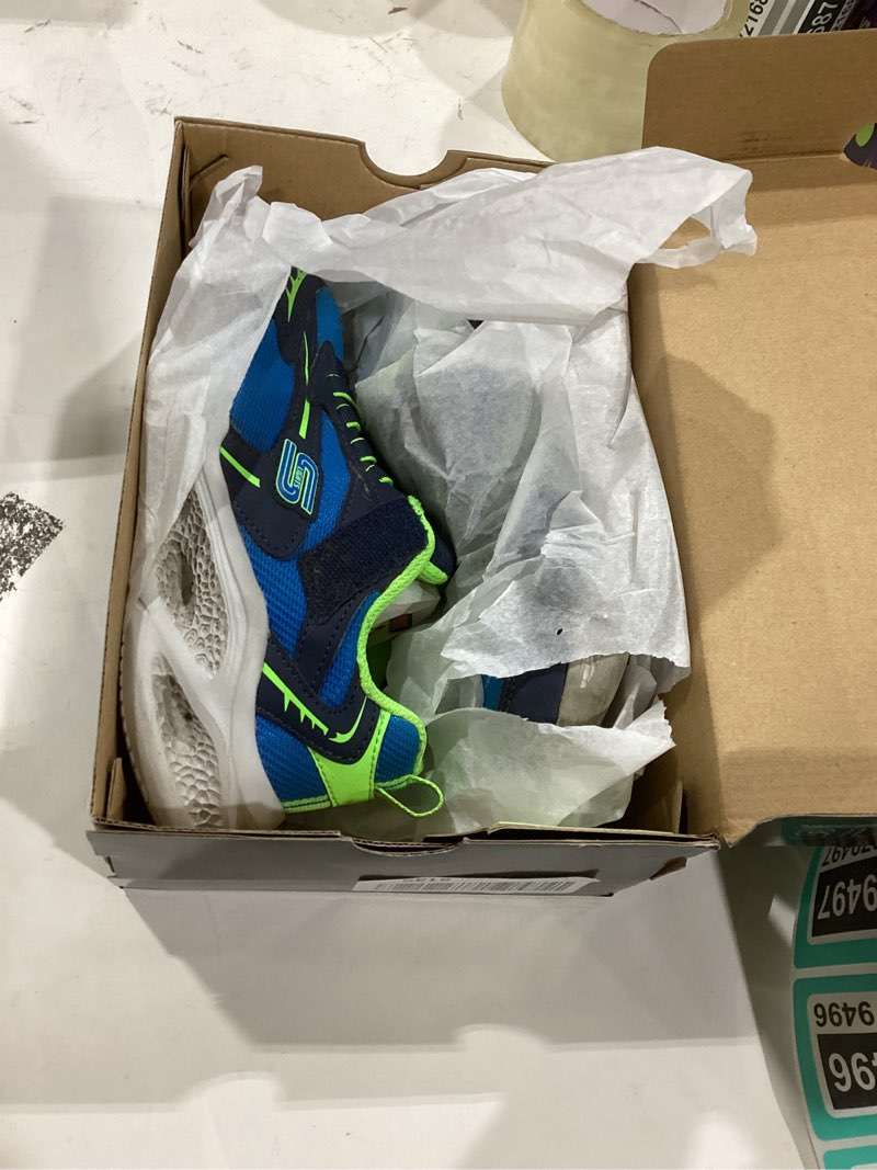 Condition photo showing Good Condition for skechers kids' meteor-lights-glow light-up shoes 12 little kid navy/lime
