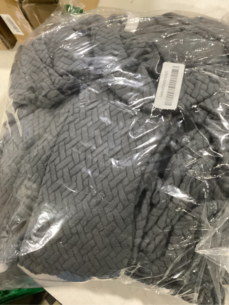 Condition photo showing Good Condition for genina recliner loveseat covers with console, stretch reclining sofa covers, 2 seater couch cushion stripe jacquard recliner slipcovers - furniture protector covers for pet kid (dark gray)