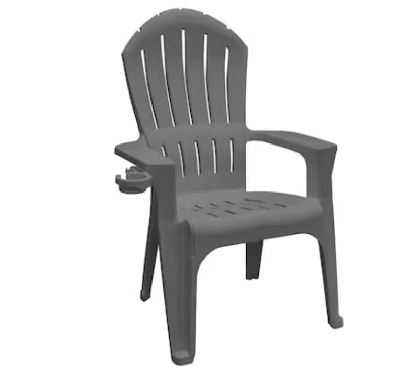 adams patio stackable charcoal resin frame stationary adirondack chair with slat seat