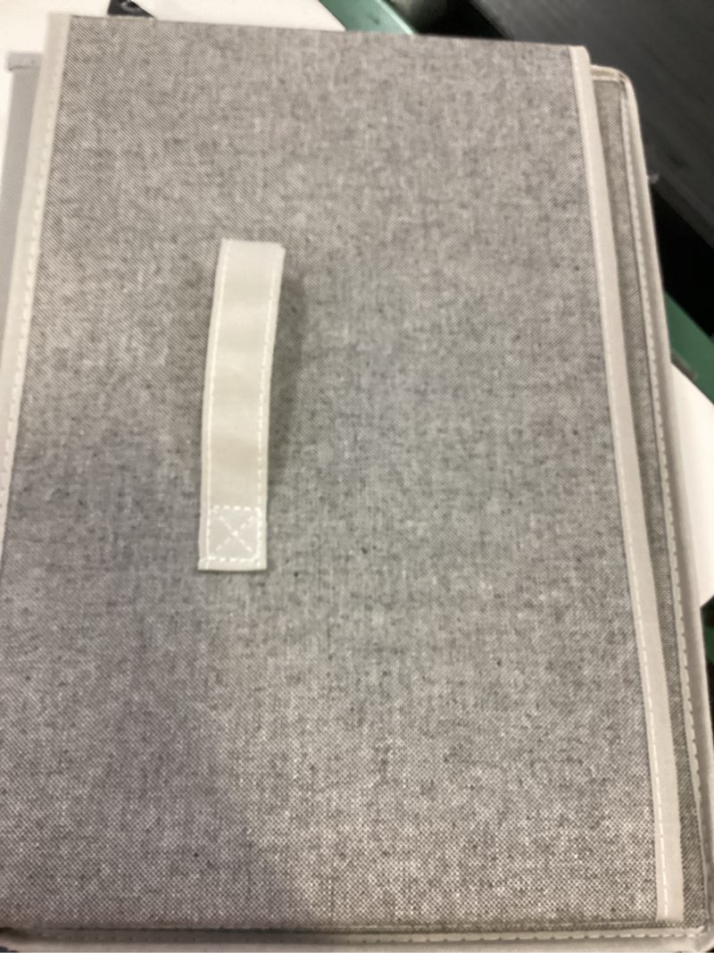 Condition photo showing Good Condition for storageworks fabric storage bins with lid, decorative boxes for shelves, closet organizer basket with handles, large, gray, 2-pack