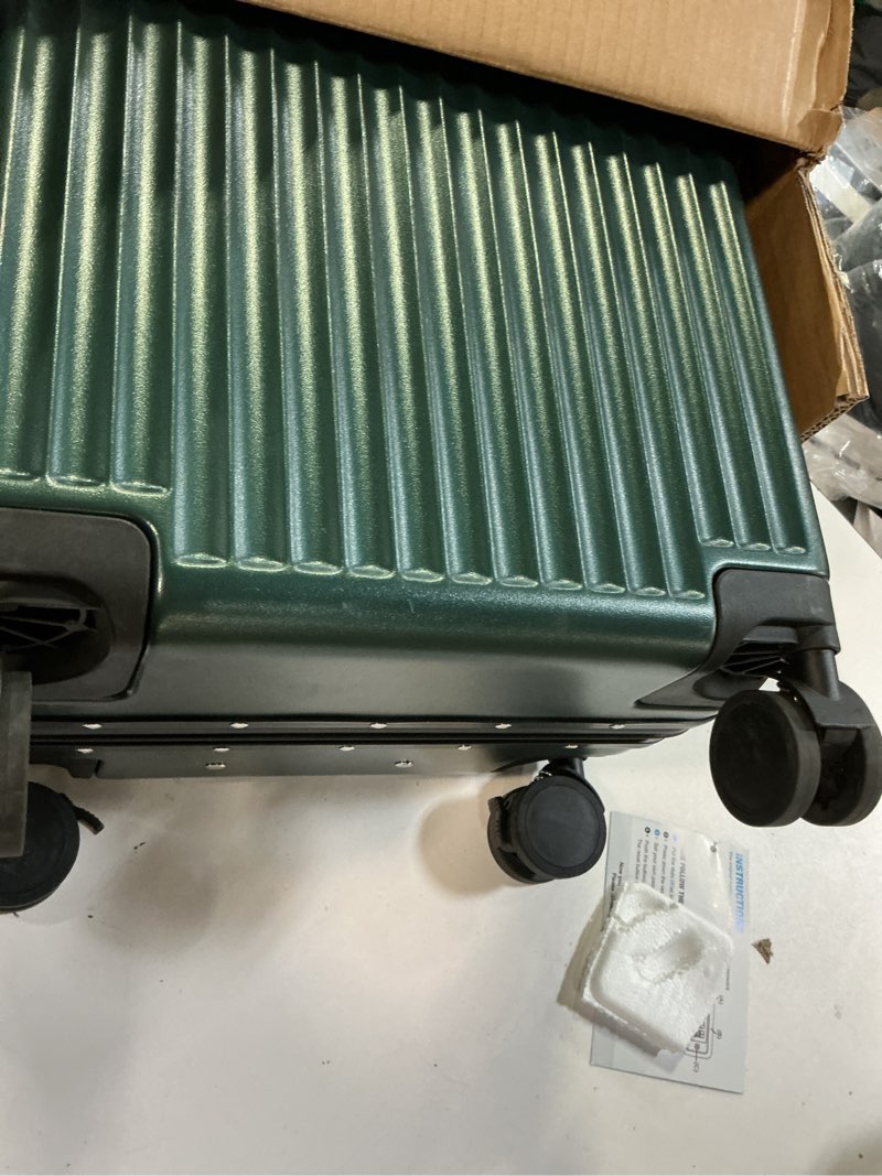 Condition photo showing Good Condition for zipperless luggage, polycarbonate aluminum hard shell, expandable carry-on suitcase with spinner wheels, hard shell suitcase, 20 inch cabin green 20 inch