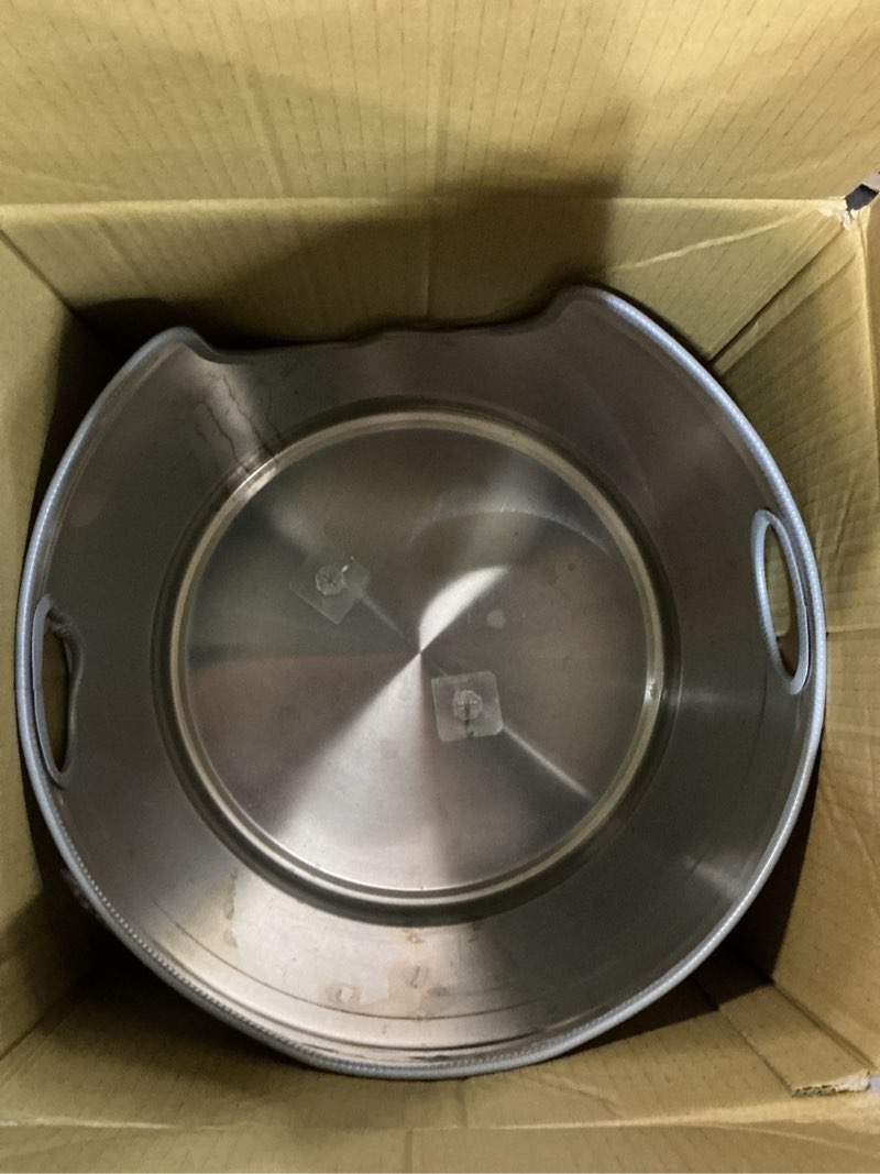 Condition photo showing As Is for stainless steel litter box metal with integrated round for xl/xxl big and multi cats, 12" high wall high side, odor control, easy to clean, durable, includes stainless steel scoop