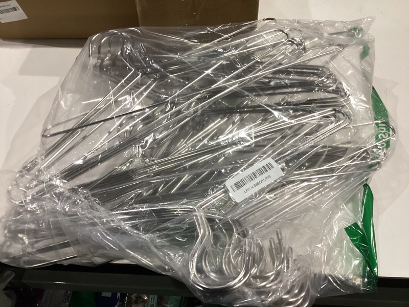 Condition photo showing Good Condition for 50 pack metal coat hangers clothing hangers heavy duty, stainless steel for coat clothes shirt suit pant, 16.4 inch silver wire hanger without grooves