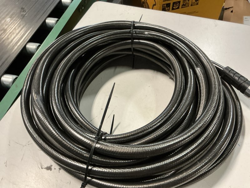 Condition photo showing As Is for flexon supreme duty 5/8" x 50-foot heavy-duty garden hose – kink-resistant, high burst strength, crush-proof brass fittings, ideal for landscaping and job sites