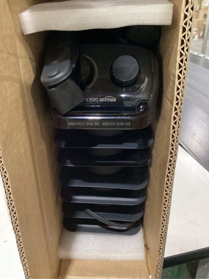 Condition photo showing Good Condition for Amazon Basics Oil Space Heater, Portable Radiator Heater with 7 Oil-Filled Fins for Indoor Use, 3 Heat Settings, Thermostat, Tip-Over Protection, ETL Safety Certificate, Manual Control, 1500W, Black