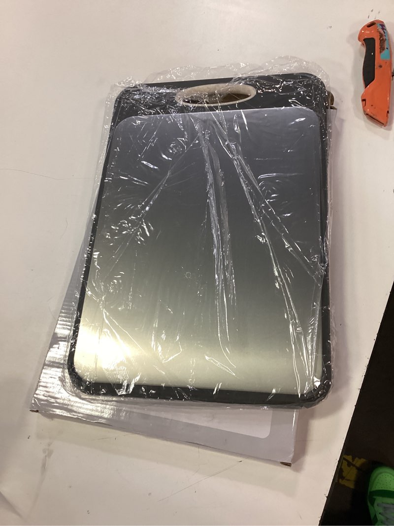 Condition photo showing Good Condition for titanium cutting boards for kitchen - katuchef non toxic double sided metal for meat/fish & wheat straw pp for fruits/vegetables, dishwasher safe, pure titanium easy clean chopping board large 15.8"l x 10.6"w