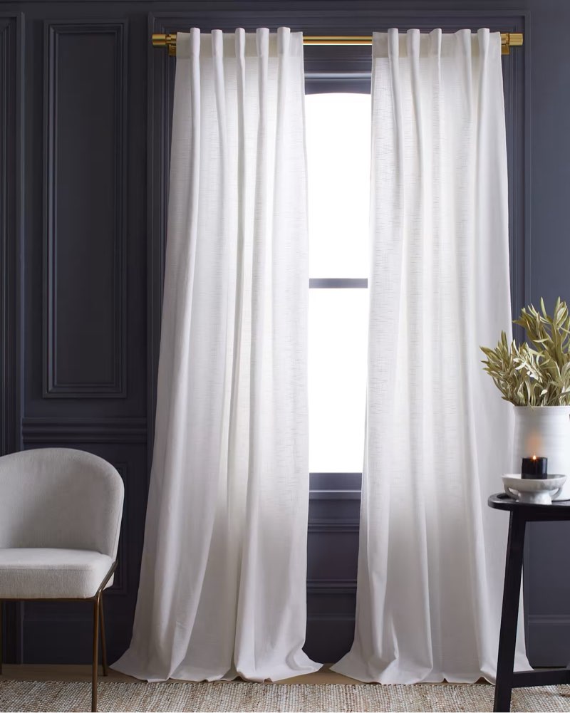 cotton slub curtain - single panel  white 48”x96”  1 pack