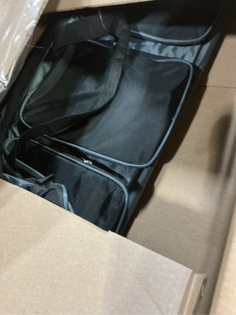 Condition photo showing As Is for travelers club xpedition 30 inch multi-pocket upright rolling duffel bag 30" suitcase charcoal grey