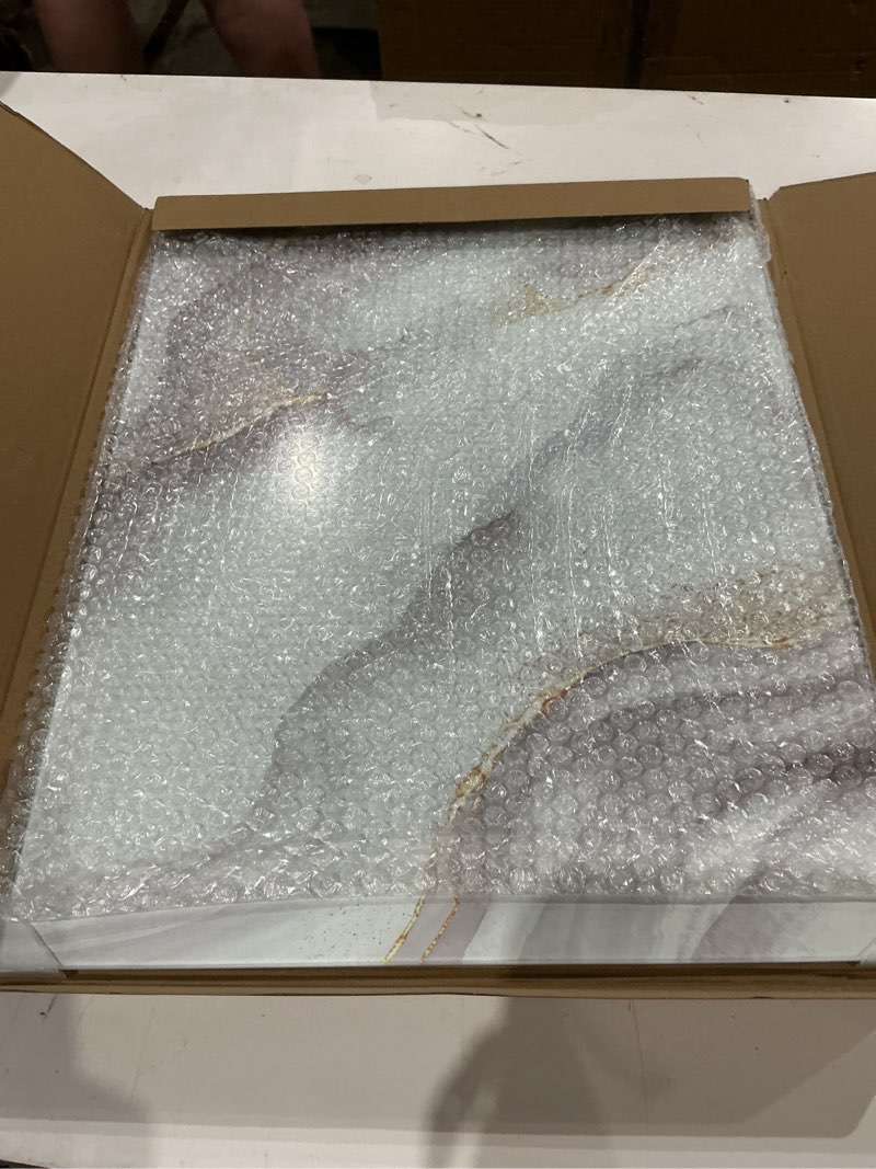 Condition photo showing Good Condition for glass cutting board 20”x16”: tempered glass kitchen counter protector - durable- scratch-resistant, heat-proof - design 7 - white & gold design 07 20"l x 16"w