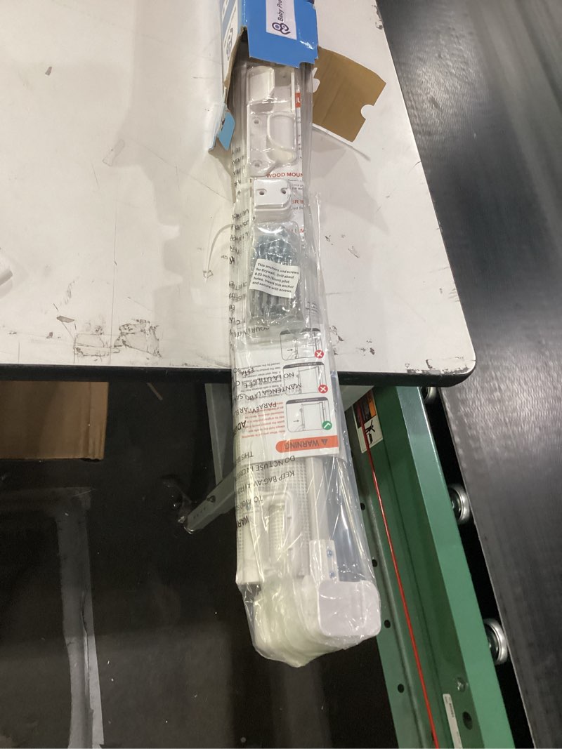 Condition photo showing New/Like New for Retractable Baby Gates for Stairs & Doorways - 71” Wide Mesh Safety Gate for Toddlers, Dog & Pets - Use for Indoor/Outdoor, Hallways, Deck, Porch - Easy Installation, Secure Closure White