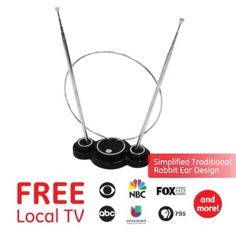 ge flat multi-directional indoor hd uhf vhf tv antenna