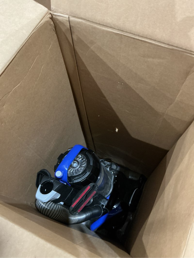 Condition photo showing As Is for eureka lightweight powerful upright vacuum cleaner for carpet and hard floor, powerspeed, new model,blue,black/new model