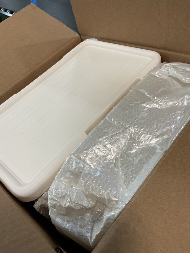 Condition photo showing Good Condition for KHNR 4-Tiers Slim Bathroom Storage Cabinet, Foldable Storage Cabinets,Narrow Bathroom Storage,Movable Bathroom Storage Organizer for Small Spaces,Bathroom,Kitchen,Laundry,Cream White Cream White 4-Tiers