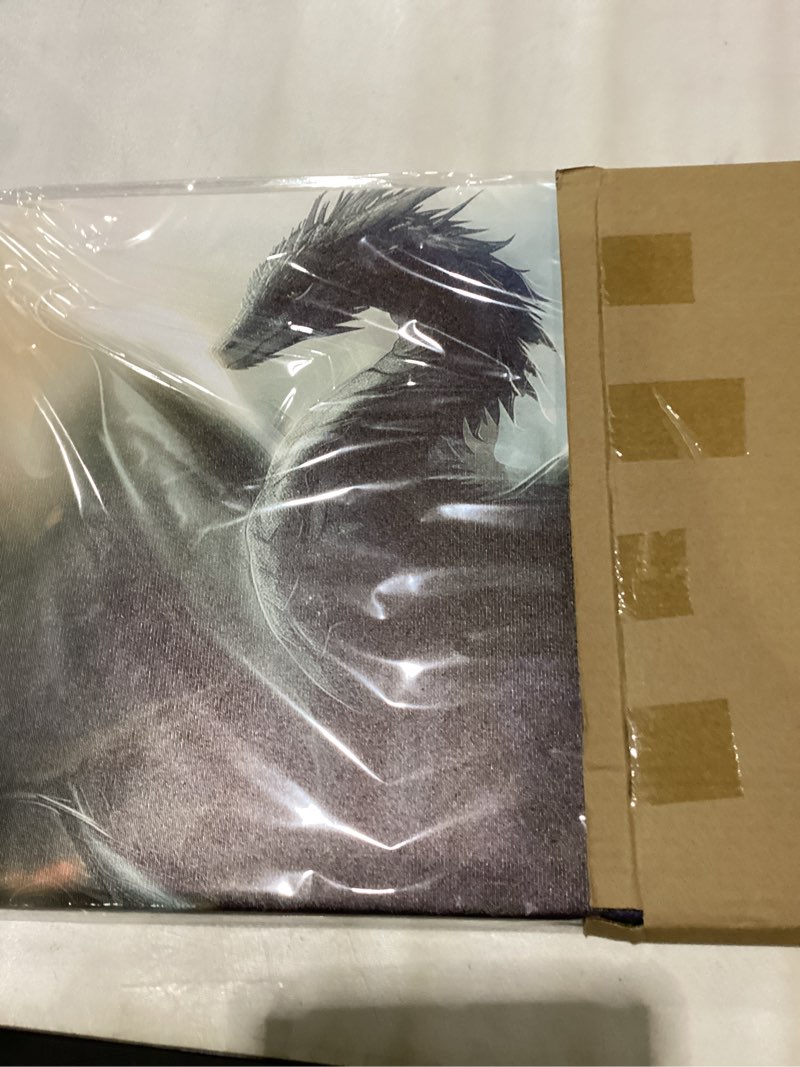 Condition photo showing New/Like New for ARNLRDYA Winged Dragon Wall Art Dragons Open Wings Poster Canvas Prints Black Dragons Painting for Home Men Boys Living Room Decoration Fantasy Dragon Picture Frames Ready to Hang(24''Wx16''H) Artwork-07 Wrapped Canvas 24"L x 16"W