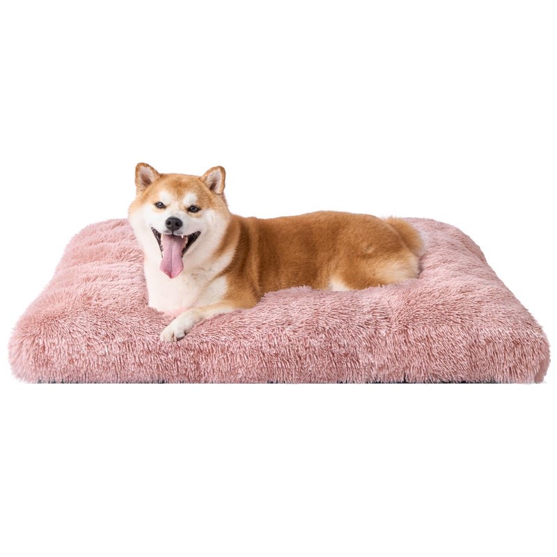 EHEYCIGA Fluffy Dog Crate Bed for Large Dogs, Plush Faux Fur Crate Pad