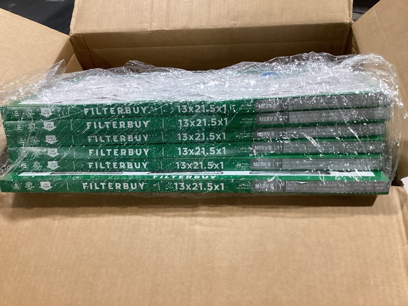 Condition photo showing Good Condition for filterbuy 13x21.5x1 air filter merv 8 dust defense (6-pack), pleated hvac ac furnace air filters replacement (actual size: 12.88 x 21.50 x 0.75 inches)