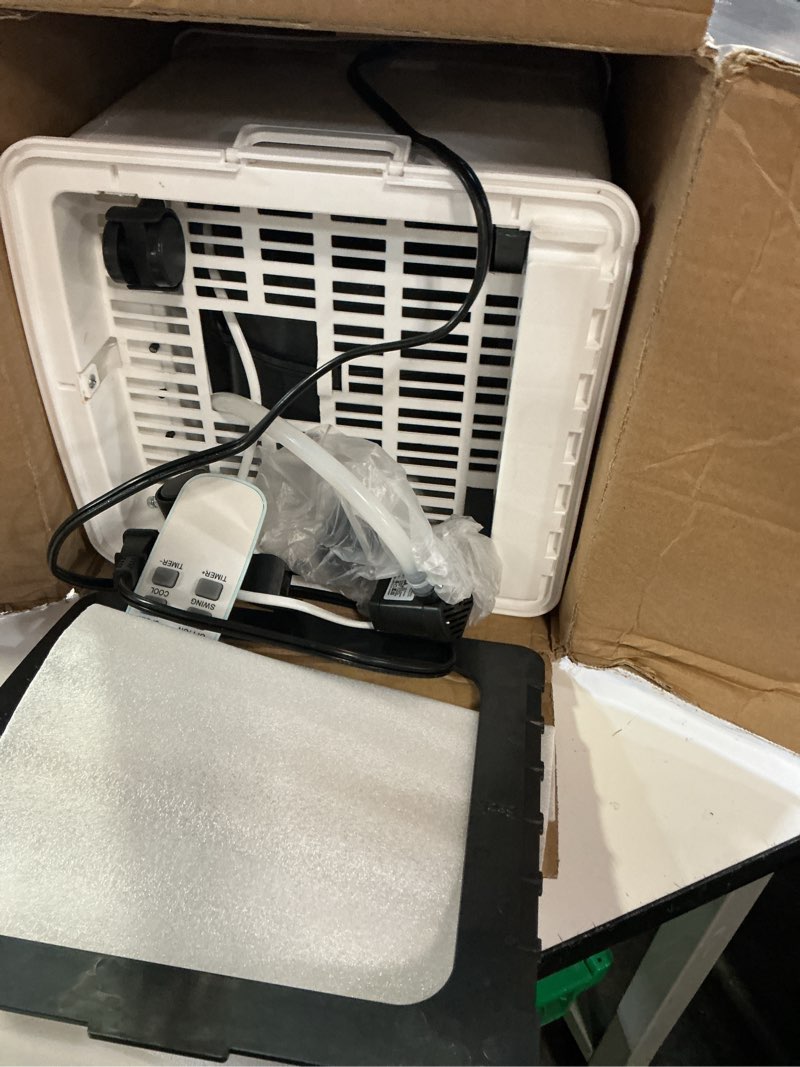 Condition photo showing As Is for evaporative air cooler, 2.5 gal portable air conditioners for room, 60w portable ac unit w/remote & timer, quiet swamp cooler, windowless air conditioner cooling fan for office dorm garage