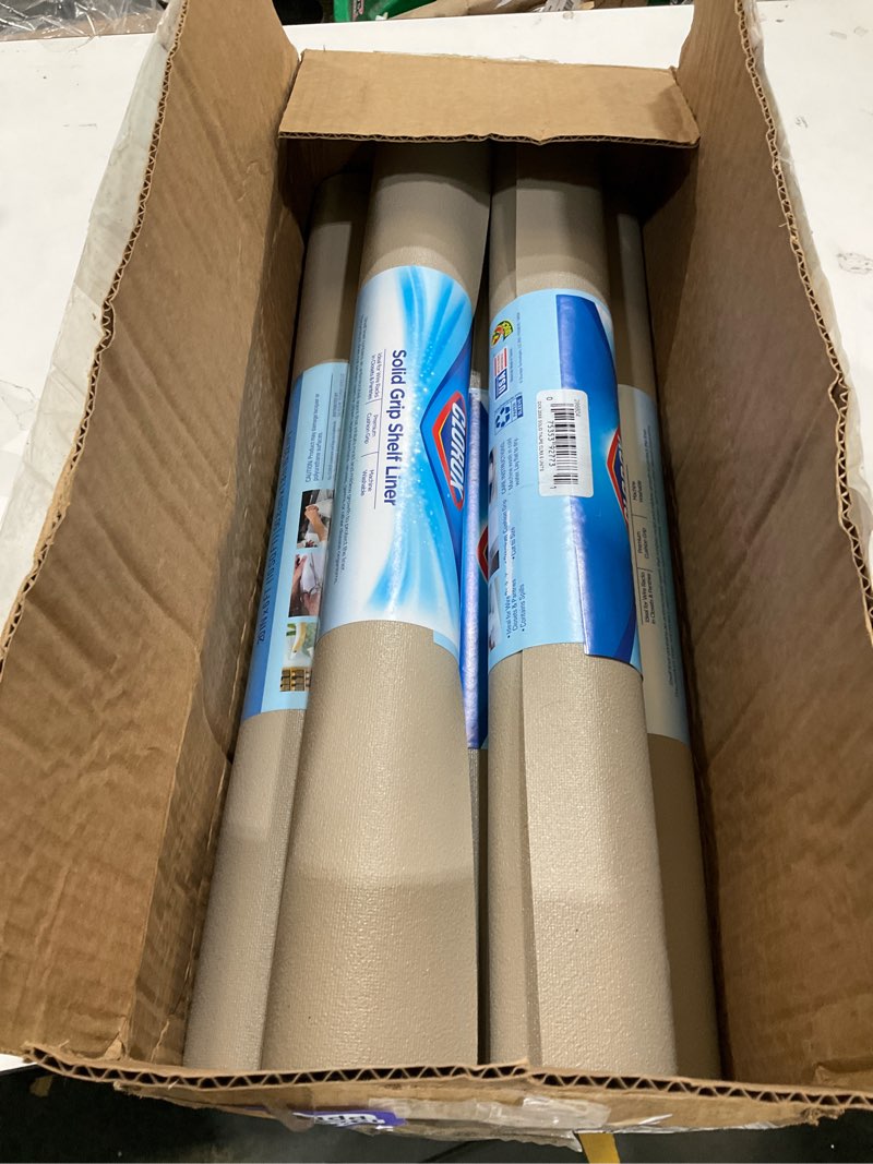 Condition photo showing New/Like New for easyliner with clorox solid grip shelf liner - easy to cut & install for closet, pantry, wire shelves, kitchen cabinets - non adhesive non slip shelf liner - 20" x 6 ft. - 6 roll project pack - beige taupe
