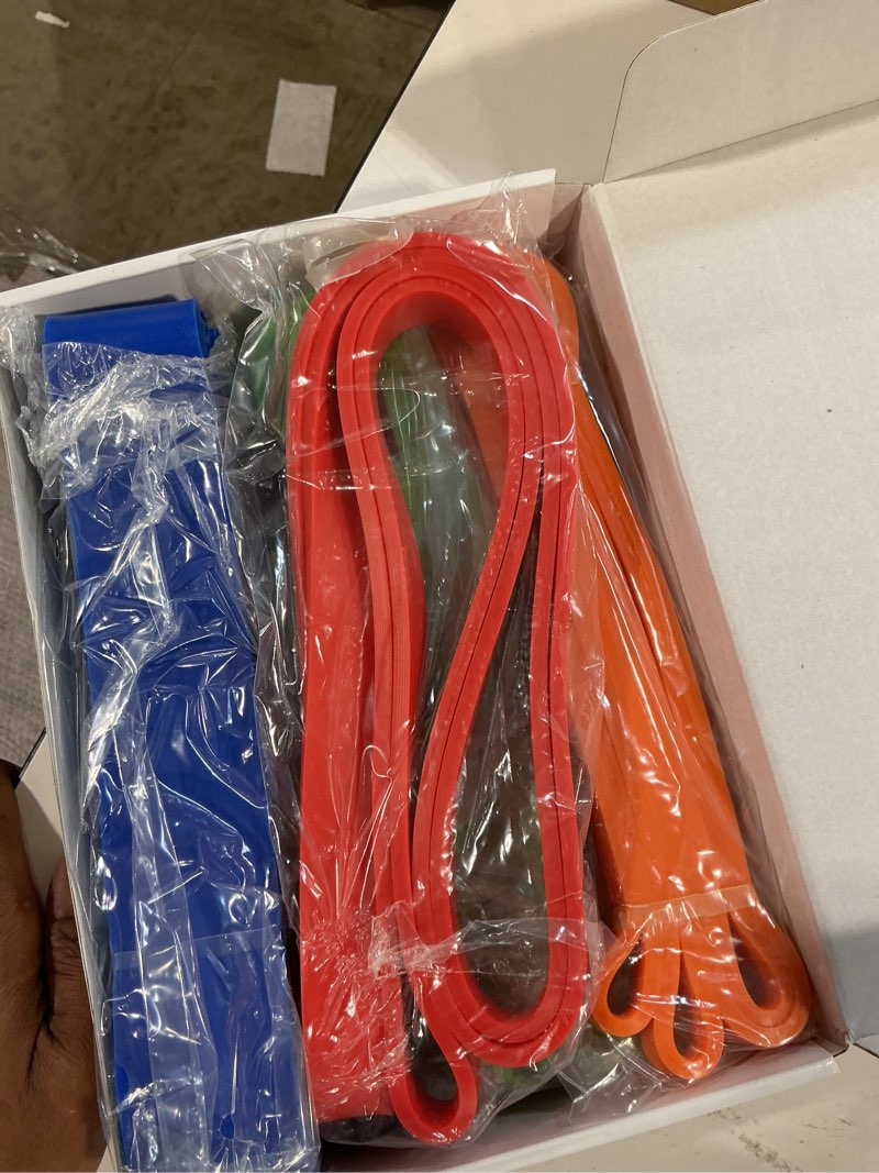 Condition photo showing Good Condition for exercise bands, resistance bands for working out, workout bands, pull up assist bands, stretch bands for exercise at home/gym -afu blue, green, red, orange, yellow