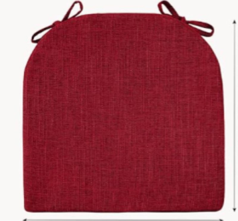  downluxe Indoor Chair Cushions for Dining Chairs, Soft and Comfortable Textured Foam Kitchen Chair Pads with Ties and Non-Slip Backing, 16" x 16" x 2", Red,(pack of 4) 