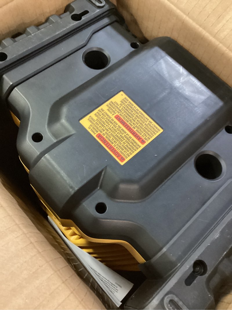 Condition photo showing As Is for dewalt 20v max portable fan, battery powered rechargeable cordless shop fan, up to 4.5 hrs runtime, variable speed, 650 cfm, tool only (dce512b) jobsite fan (new)