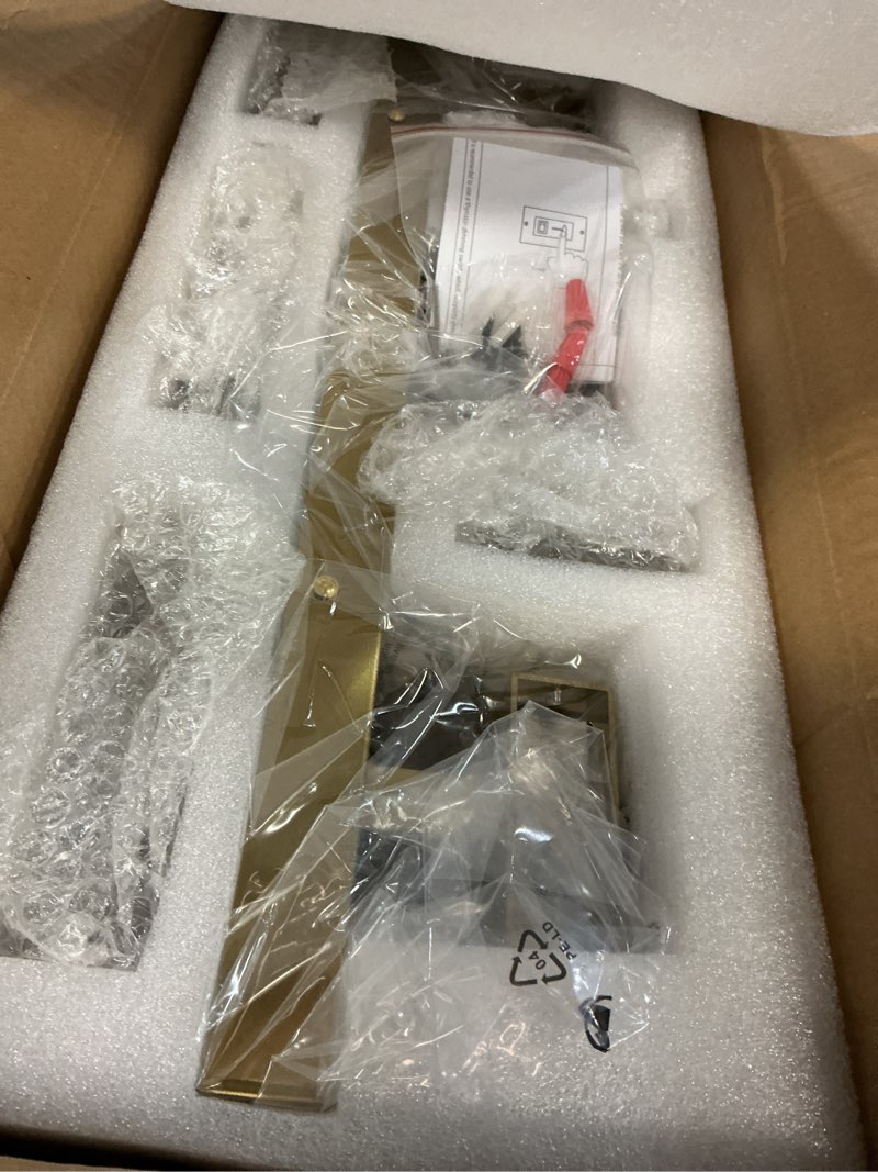 Condition photo showing Good Condition for gold bathroom vanity lights fixtures over mirror led crystal modern 3 light brushed stainless steel wall mount light for bathroom lighting fixtures 3000k 30watts warm light brushed gold 3 lights