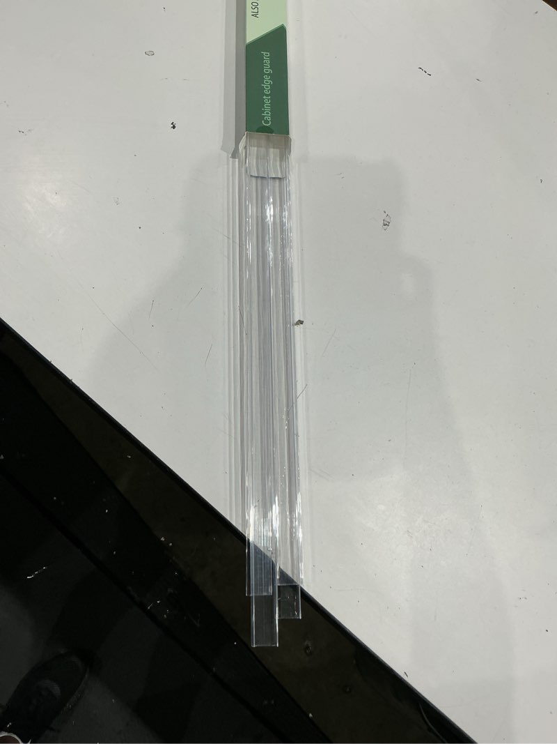 Condition photo showing Good Condition for 4pcs cabinet door protector, plastic edge protector trash drawer protector edge guard, slip on protectors for cabinets– 3/4" thick, 24" length, prevent wear, chipping, discoloration 24" length x 3/4" thickness - clear 4