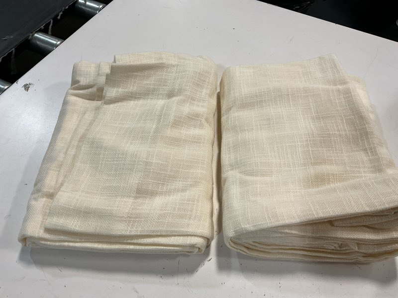 Condition photo showing Good Condition for quince european linen curtain - single panel ivory 48x84 inch
