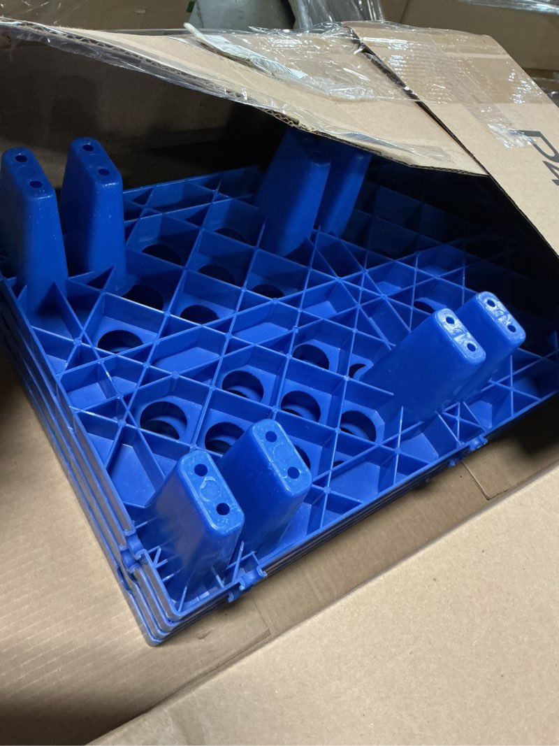 Condition photo showing As Is for Plastic Pallet, Waterproof Storage Grid Pad Lightweight Plastic Pallets for Basement Storage Nestable Pallet for Indoor and Outdoor Floor Cargo Storage (4pcs-11.8 * 19.7 * 3.9in) 4pcs-11.8*19.7*3.9in