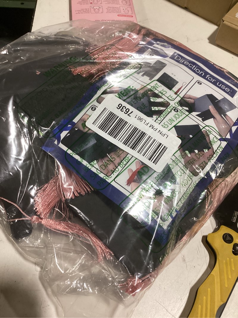 Condition photo showing Good Condition for cotopher 100 pcs graduation candy boxes, class of 2026 graduation cap gift boxes with pink tassel, diy graduate decoration box for ceremony party small treat chocolate box black and pink tassel