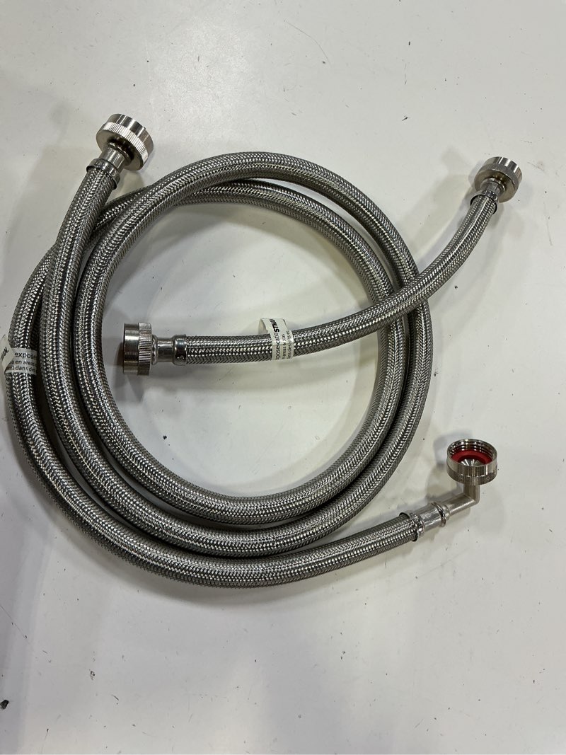 Condition photo showing As Is for eastman 72-in 3/4-in fht inlet x 3/4-in fht outlet braided stainless steel steam dryer installation kit