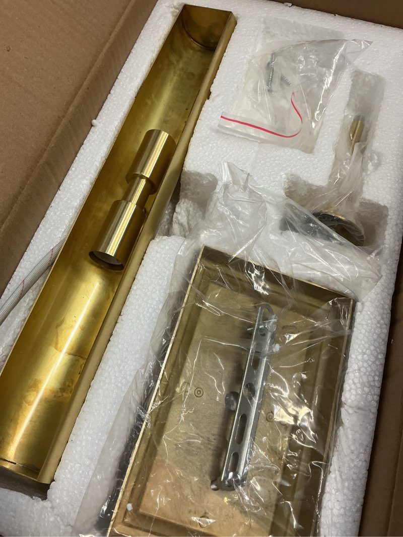Condition photo showing Good Condition for bels picture lights for wall hardwired, 47 inch gold wall lights for pictures,1-light 2700k,non-dimmable, 270° adjustable swing arm, hardwired wall light for artwork poster portrait library display light  47x25x12
