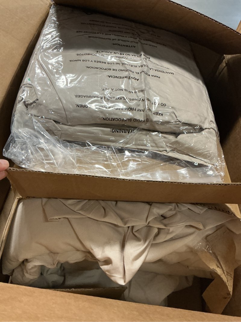 Condition photo showing Good Condition for Monbix King Size Comforter Set - 7 Pieces Bed in a Bag King, Apricot Beige Bedding Sets with Comforter, All Seasons Comforter Bed Set with Sheets, Pillowcases & Shams Apricot Beige King(102"X90")