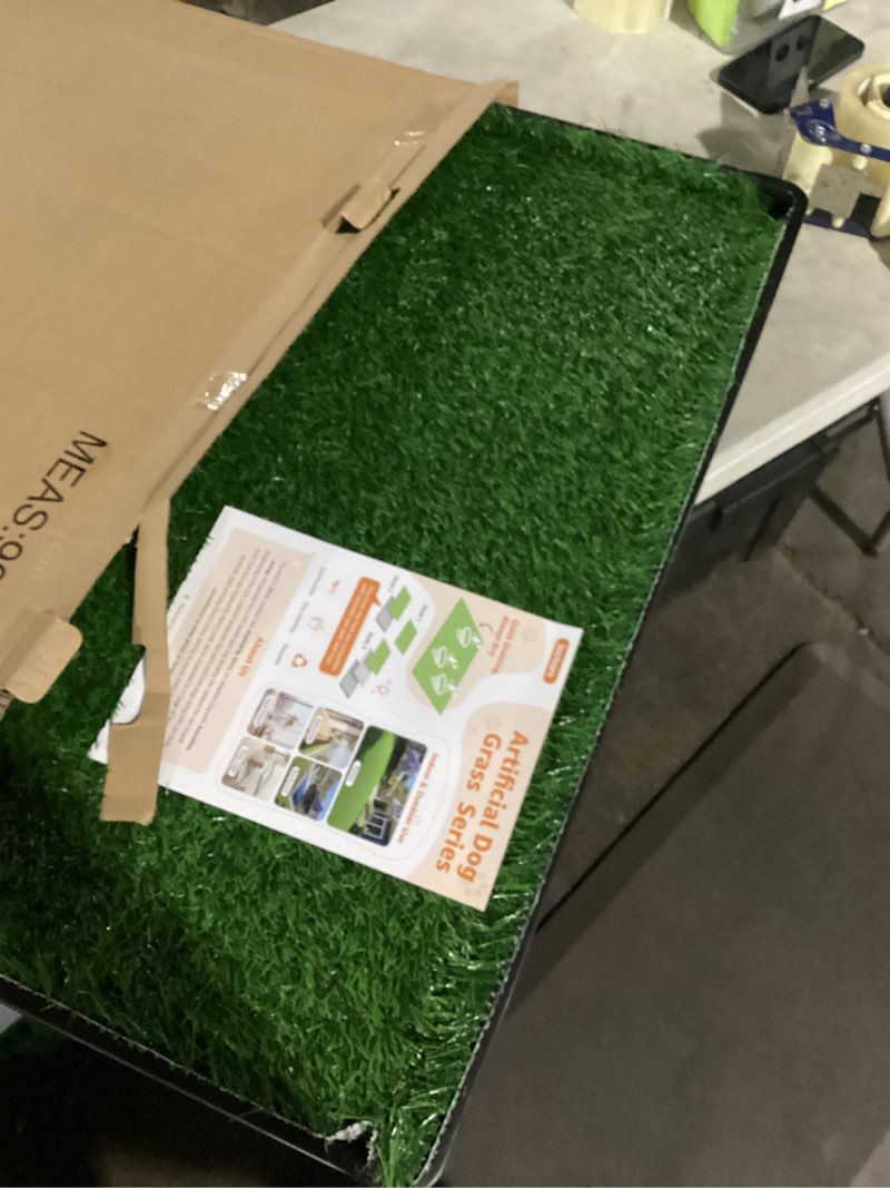 LOOBANI Large Dog Grass Pad with Tray - 35x23in Dog Litter Box with 2 Artificial Grass Patch + 2 Was