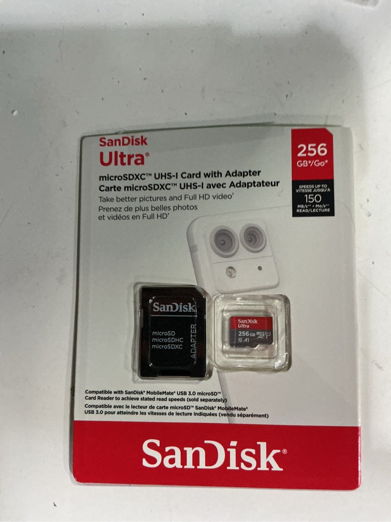 Condition photo showing New/Like New for sandisk 256gb ultra microsdxc uhs-i memory card with adapter - up to 150mb/s, c10, u1, full hd, a1, microsd card - sdsquac-256g-gn6ma [new version] 256gb memory card only