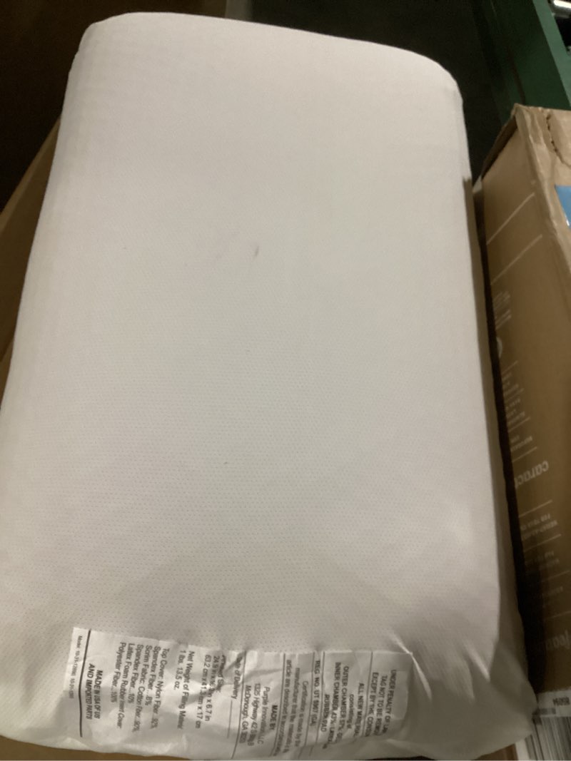 Condition photo showing As Is for purple harmony pillow – talalay latex foam cooling pillow for combo or side sleepers, 360º hex gelflex grid for no-pressure support and luxurious weightless feel - standard, medium feel, med height
