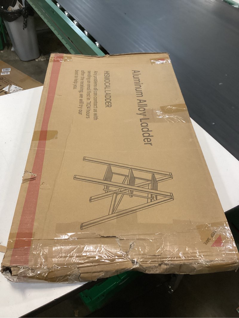 Condition photo showing New/Like New for foldable 3 step stool for closet/kitchen-aluminium gold step ladder stools, folding 330lbs lightweight ladders with anti-slip wide pedal, portable kids/adults golden 3 step