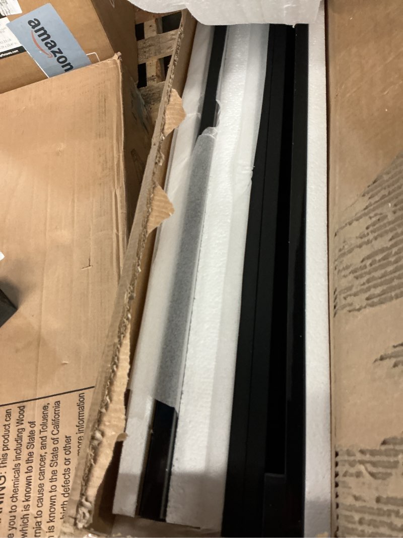 Condition photo showing As Is for Fireplace TV-Stand with 40" Fireplace - 2 LED Light TV-Stand for 85 inch TVs - Entertainment Center with 4 AC Power Outlets - 2 Tier TV Consoles Stand for Living Room, Black For 85 Inch TV Black