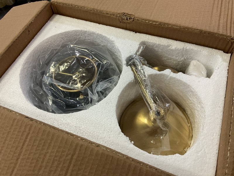 Condition photo showing Good Condition for Brass Wall Sconce 2-Lights Modern Gold Black Bathroom Wall Lighting Vanity Light Fixtures Solid Copper Shade Industrial Wall Mount Lights for Bedroom Living Room E12 Gold/Black-2-Lights