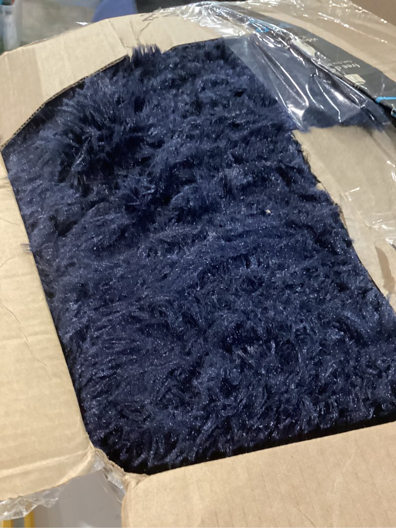 Condition photo showing As Is for Large Area Rugs for Living Room Bedroom, 8x10 Feet Navy Blue Fluffy Shag Rugs, Ultra Soft Shaggy Plush Fuzzy Modern Indoor Throw Floor Carpet for Girls Boys Dorm Nursery Home Decor Aesthetic 8' x 10' (Rectangular) Navy Blue