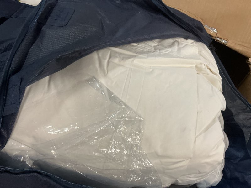 Condition photo showing As Is for Serta Goose Feather Down Fiber Cotton Comforter King Size - 100% Cotton Duvet Insert - Hotel Luxury Hypoallergenic Bedding Comforter All Season Medium Warmth 106 x 90 Inch White King All Season